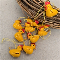 gule-hoens-roed-kam-trae-vintage-paeskepynt